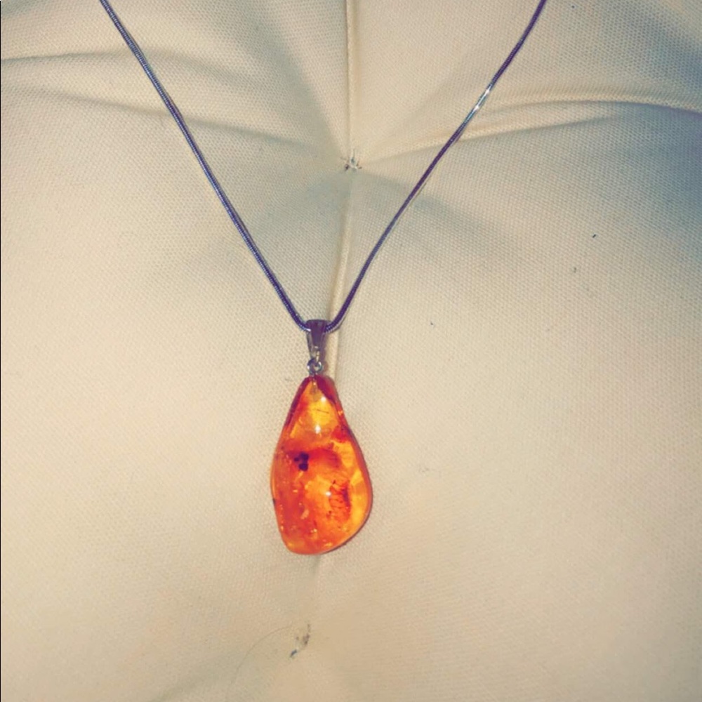 Honey drop amber pendant